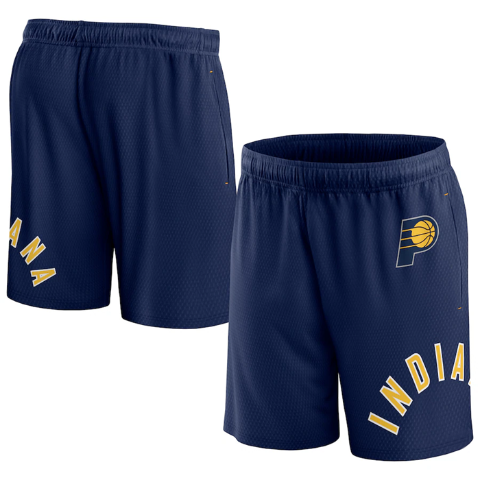 Men's Indiana Pacers Navy Free Throw Mesh Shorts - Click Image to Close